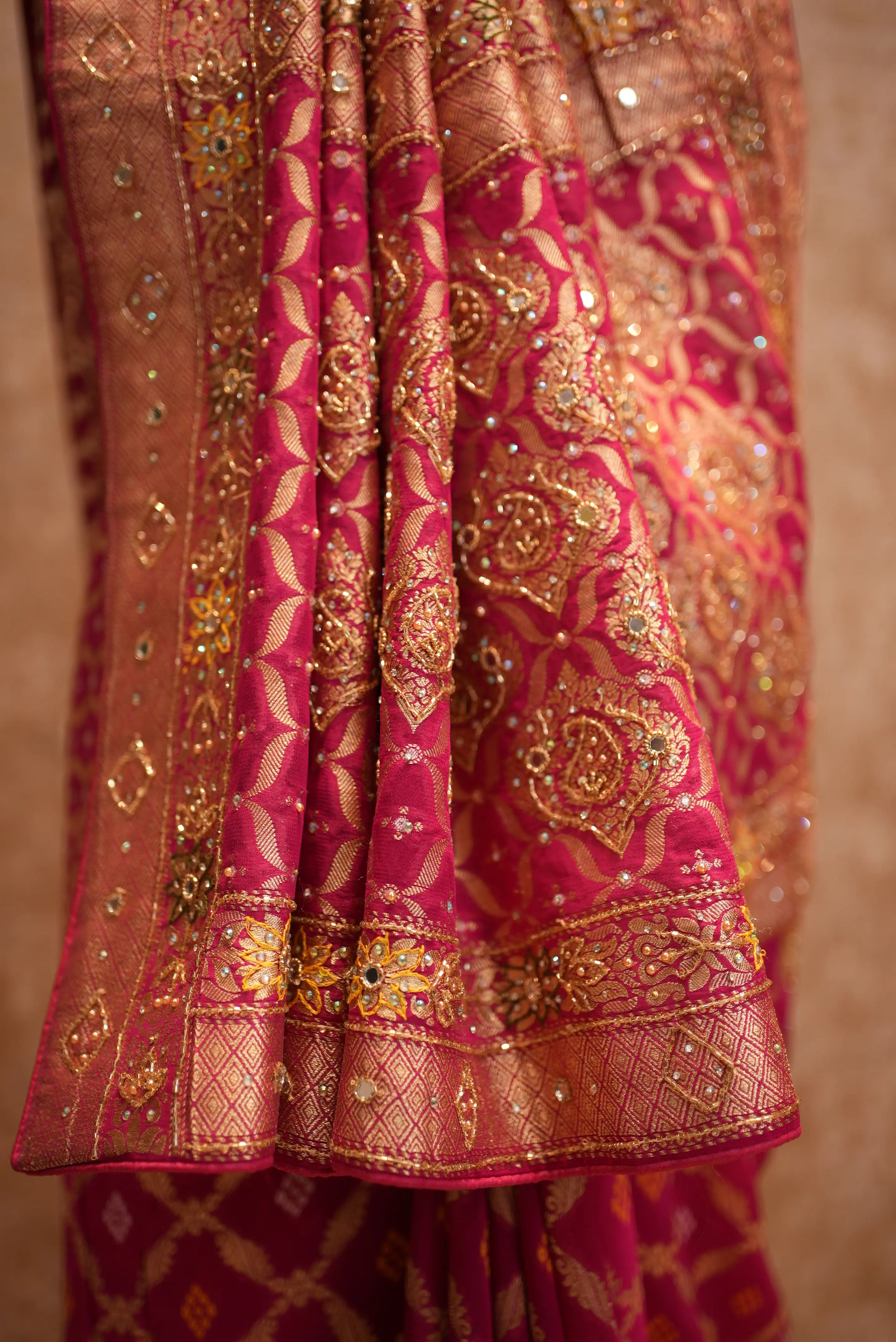 Rajasthani Traditional Bandhani Saree in Khadi Georgette Fabric