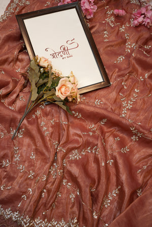 Tissue fabric saree with cut dana and jerkan work with heavy blouse ##SR0129