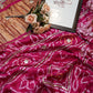 Gazzi silk saree traditional with gota patti work with peacock pattern ##SR0130