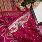 Gazzi silk saree traditional with gota patti work with peacock pattern ##SR0130