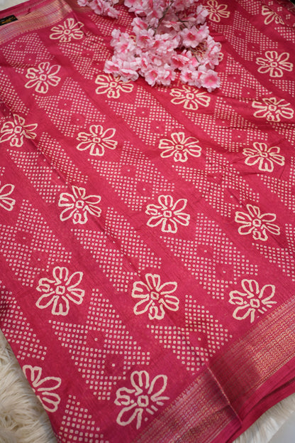 BANARASI WEAVING SAREE WITH DIGITAL BANDHANI PRINT   ##SR0188