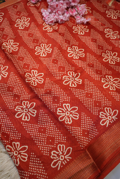 BANARASI WEAVING SAREE WITH DIGITAL BANDHANI PRINT   ##SR0188