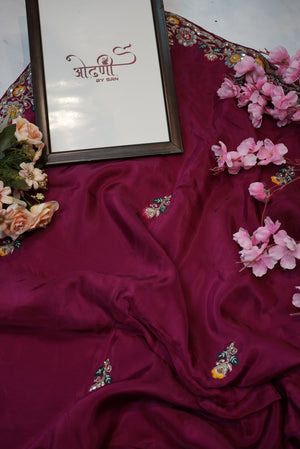 Upada silk saree with mirror and anchor work border with heavy blouse ##SR0136