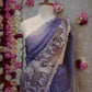 CHOCOLATE TISSUE FABIRC SAREE WITH DEAR PRINT BORDER (WITH BLOUSE) ##SR505