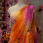 MULTI COLOR ROYAL CHIFFON FABRIC PEACOCK DESIGN DARBARI SAREE WITH HEAVY JAAL PATTERN (WITHOUT BLOUSE) ##SR455