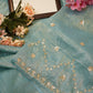 Crush tissue saree with zardoji & mirror work ##SR0140