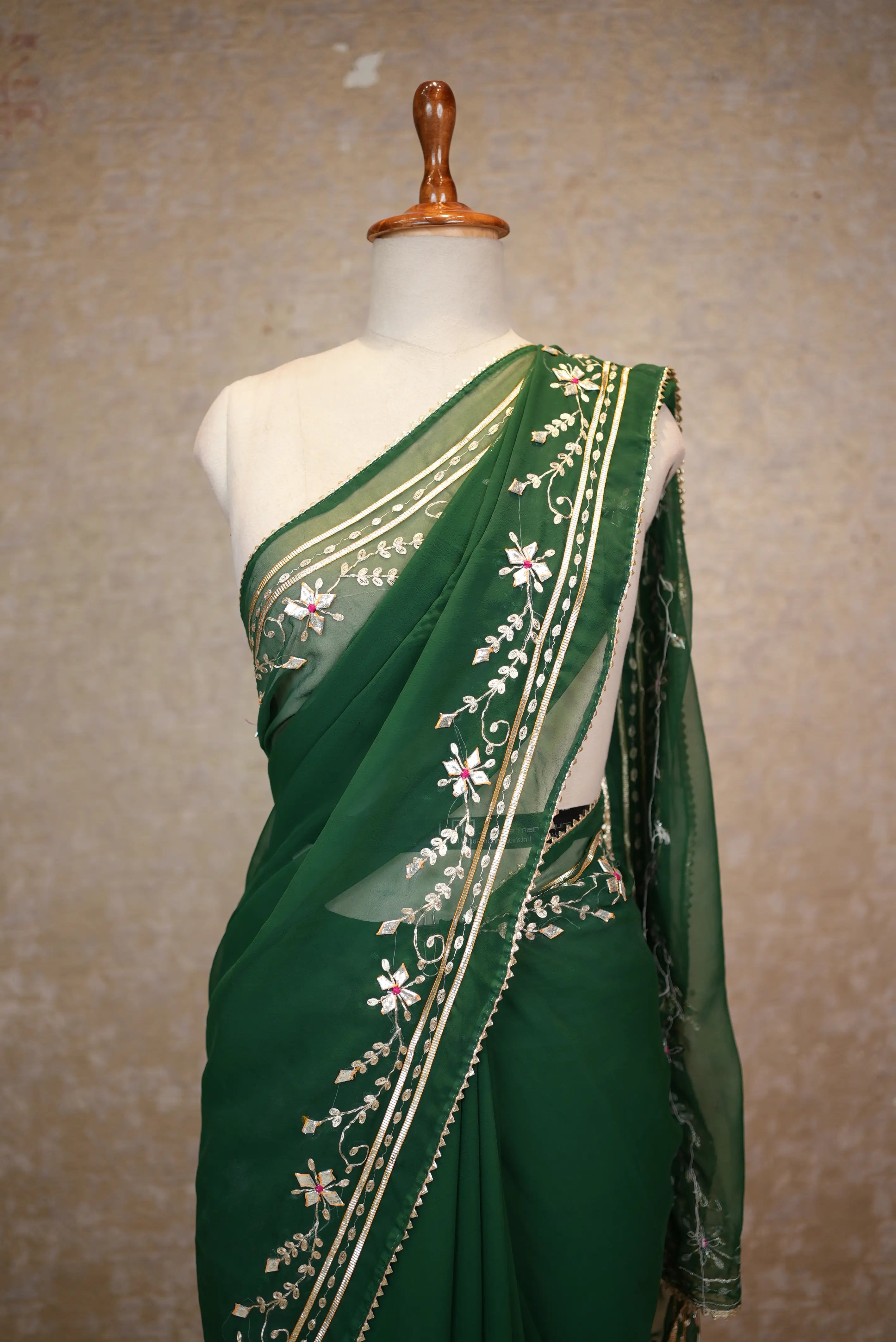 Rajasthani Kaccha Gota Patti & Pita Work Saree in Georgette Fabric
