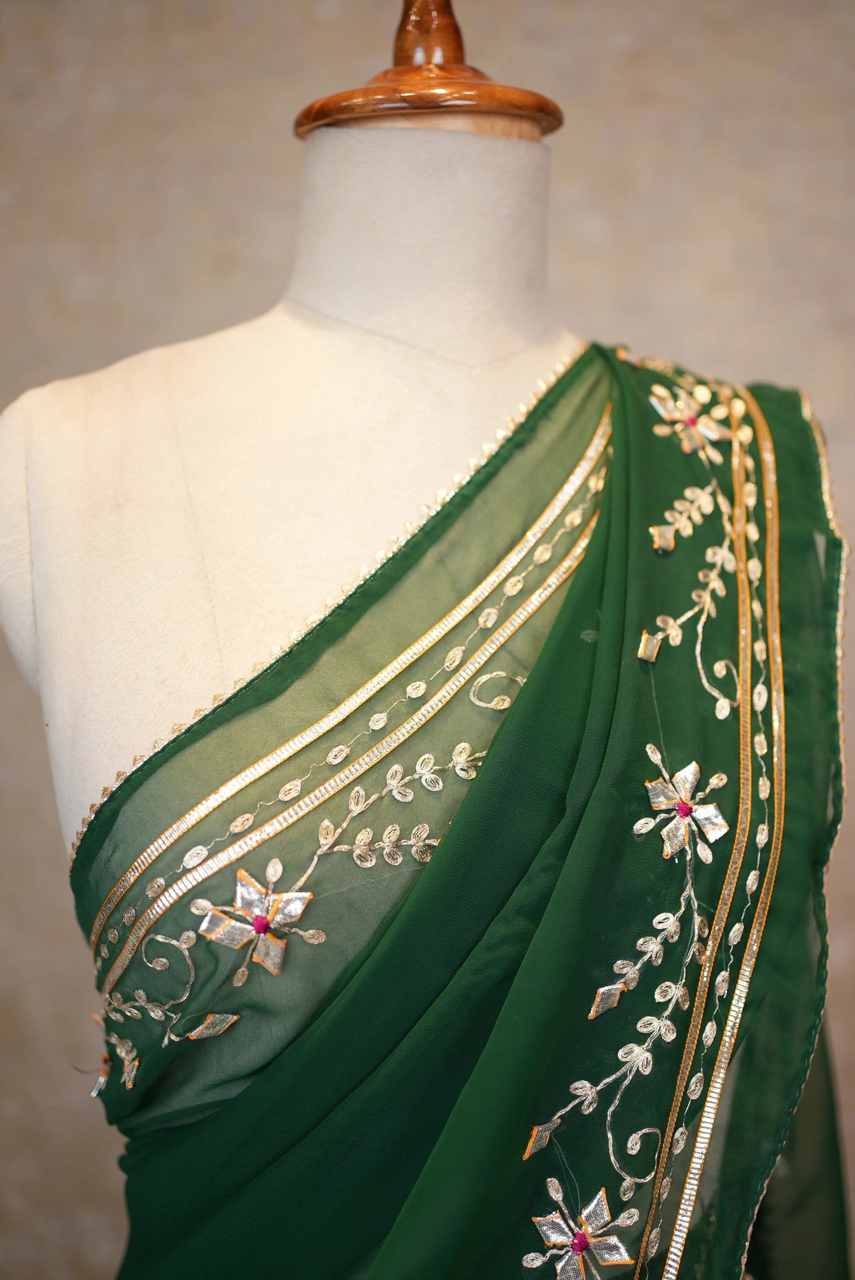 Rajasthani Kaccha Gota Patti & Pita Work Saree in Georgette Fabric