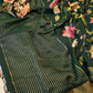 Dola silk saree with multicolor embroidery jaal pattern and buti pattern blouse ##SR0135