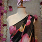FLOWER PRINT HANDWORK SAREE ON GEORGETTE FABRIC WITH CUT DANA BORDER (WITHOUT BLOUSE) ##SR456