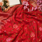 Dola silk fabric with zari weaving border katha work saree & jal pattern ##SR0118