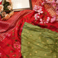 Dola silk fabric with zari weaving border katha work saree & jal pattern ##SR0118