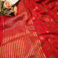 Dola silk fabric with zari weaving border katha work saree & jal pattern ##SR0118