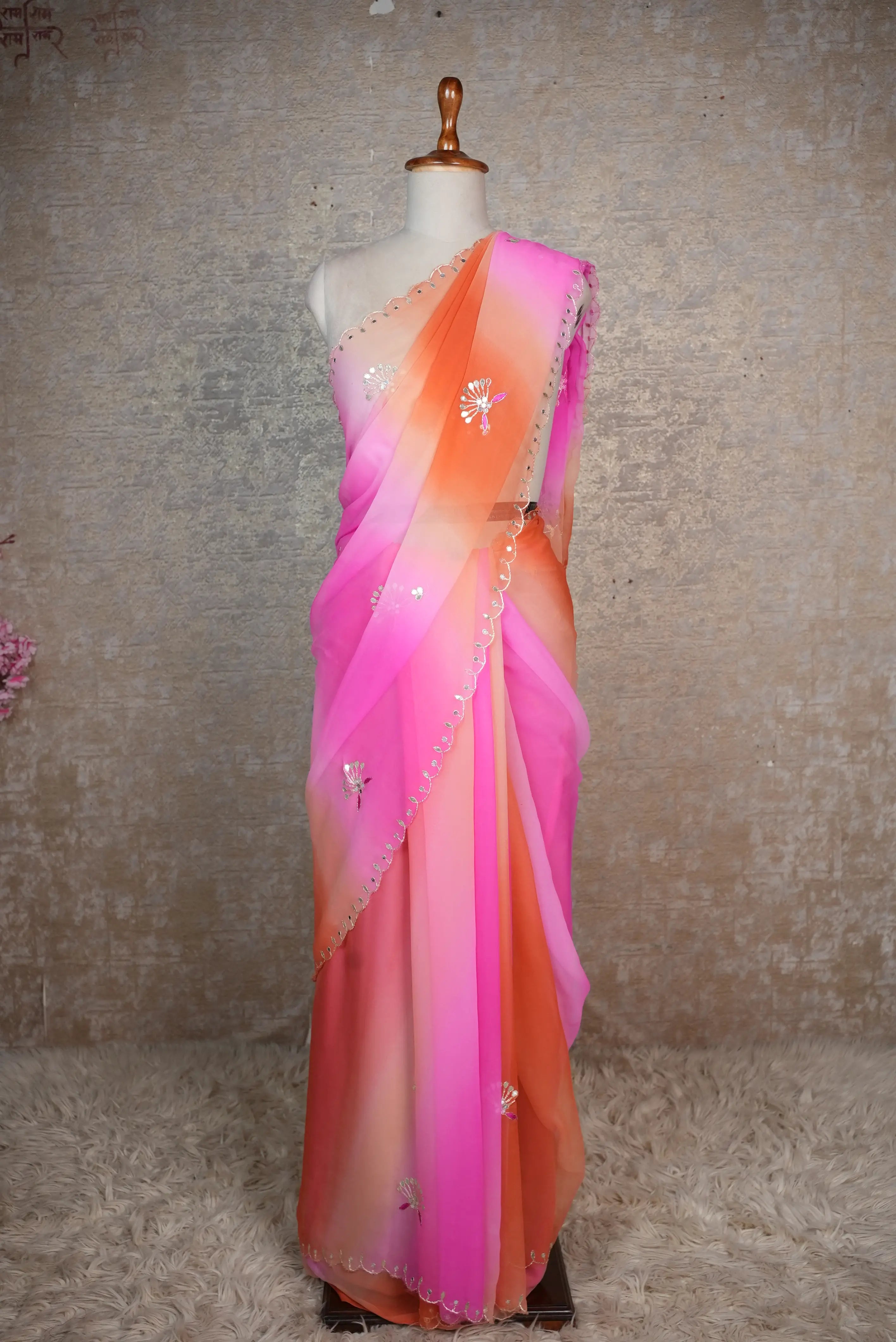 Multi Shade Summer Special Saree With Gota Patti Work