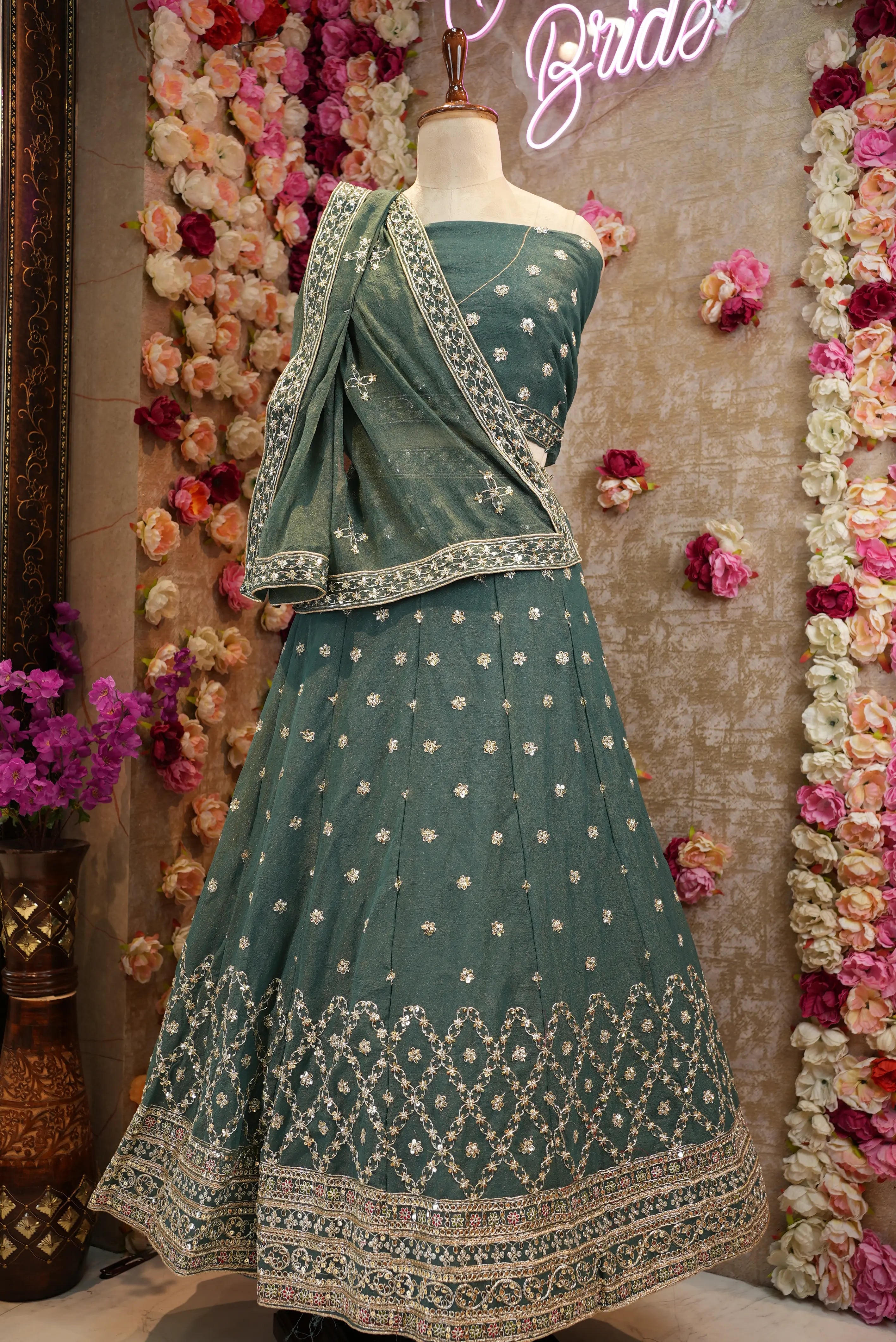 Mosam fabric Sequence dori work heavy lehenga with heavy dupatta (UNSTITCHED)
