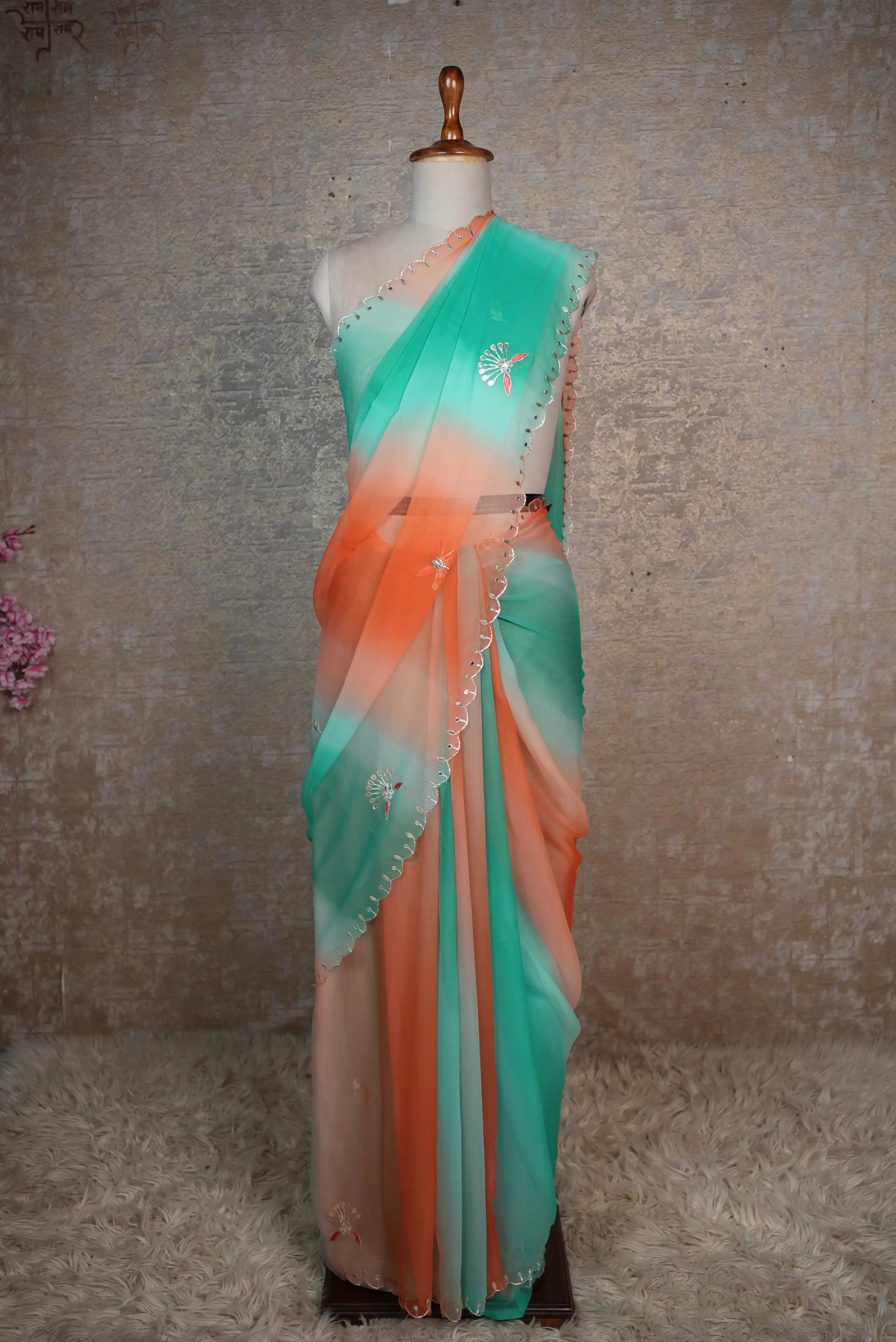 Multi Shade Summer Special Saree With Gota Patti Work