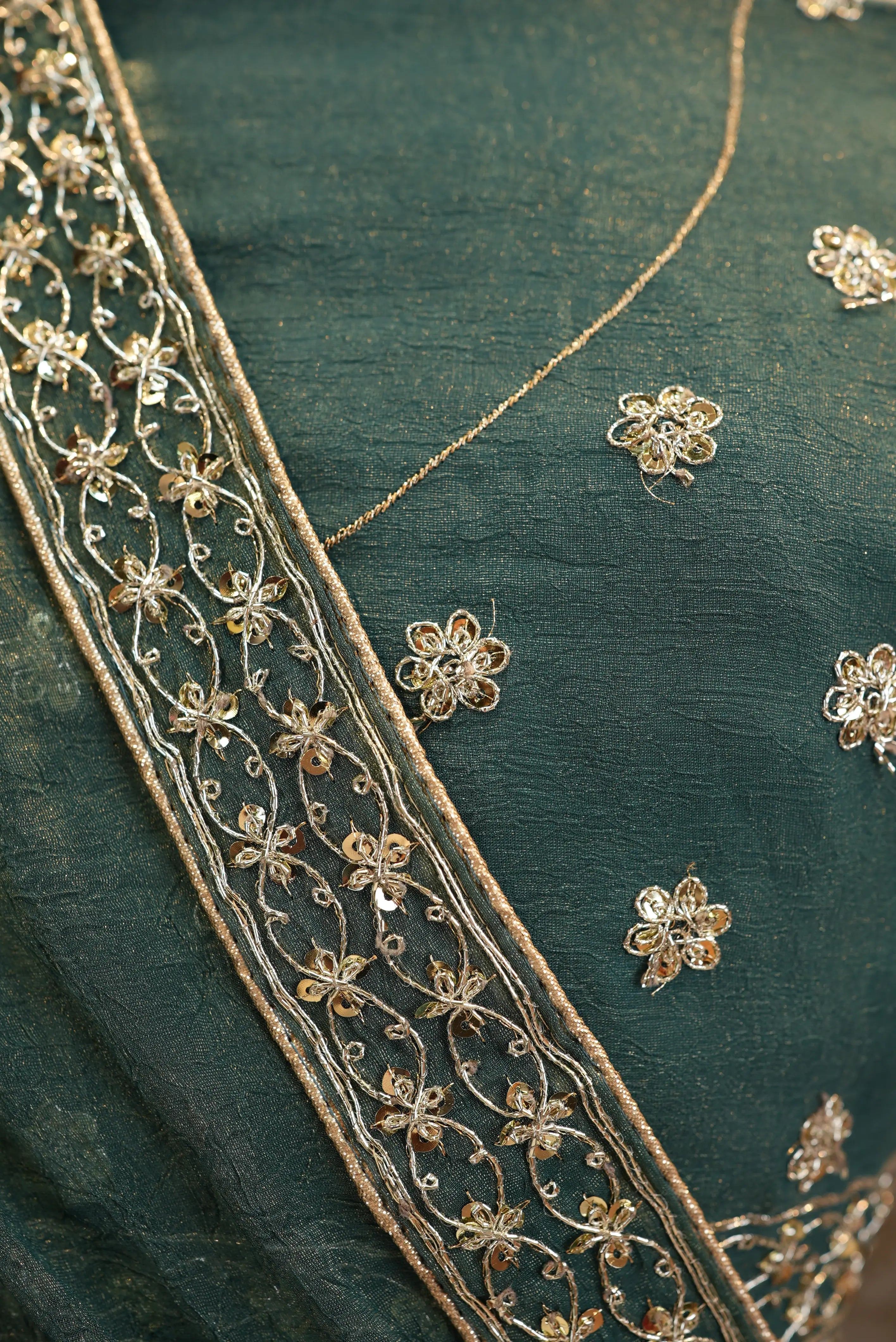 Mosam fabric Sequence dori work heavy lehenga with heavy dupatta (UNSTITCHED)