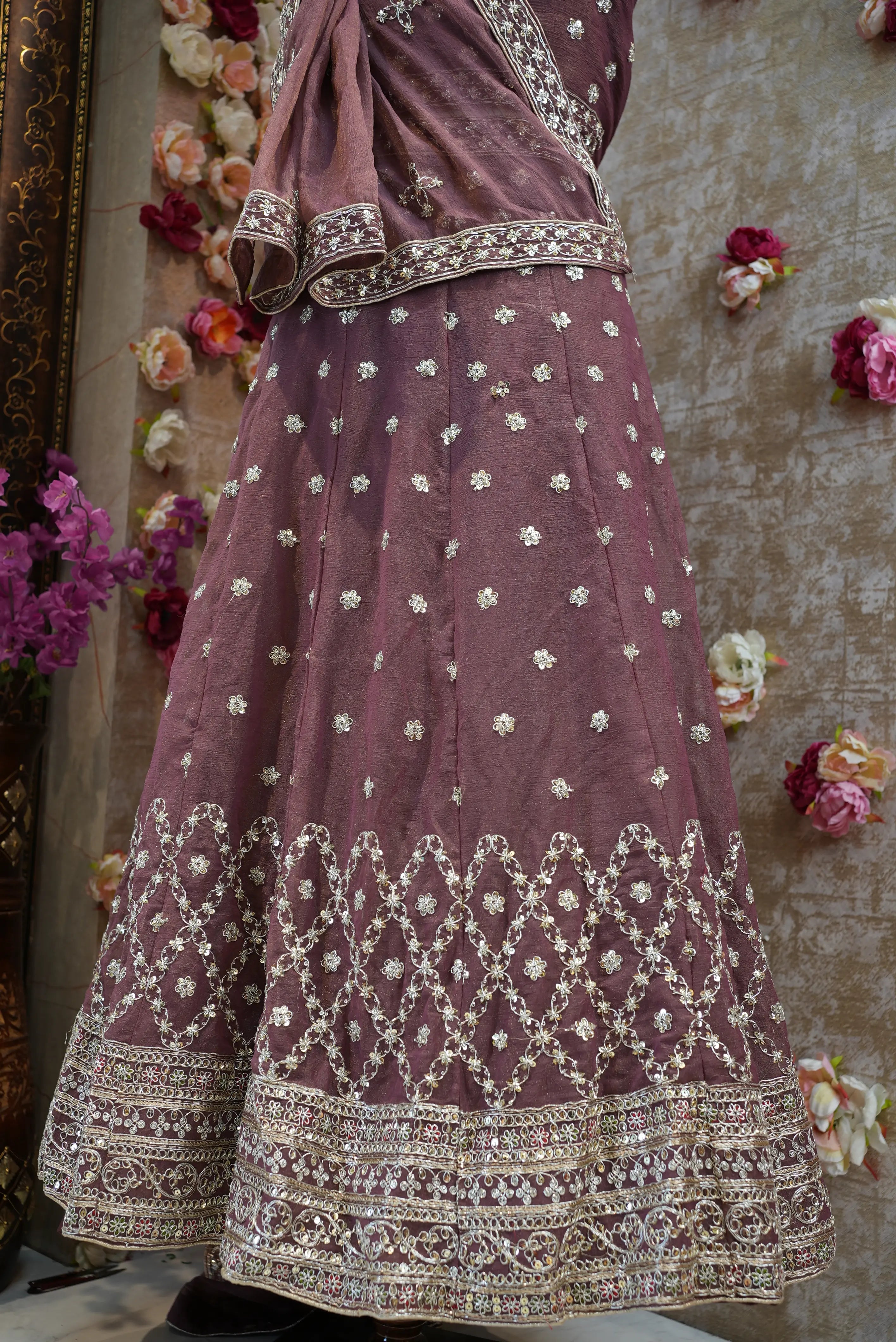 Mosam fabric Sequence dori work heavy lehenga with heavy dupatta (UNSTITCHED)