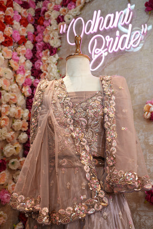 Crape fabric sequence  embroidery with net dupatta & heavy blouse ##LC012