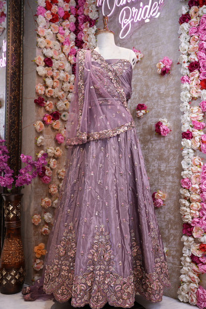 Crape fabric sequence  embroidery with net dupatta & heavy blouse ##LC012