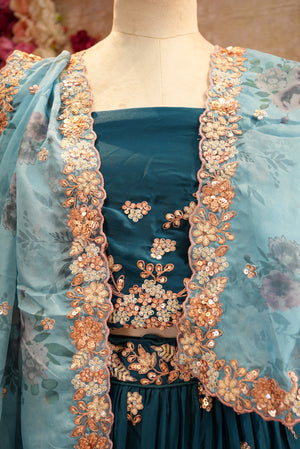 Modal Satin fabric, Sequence embrodry with jal work lehenga & blouse ##LC013