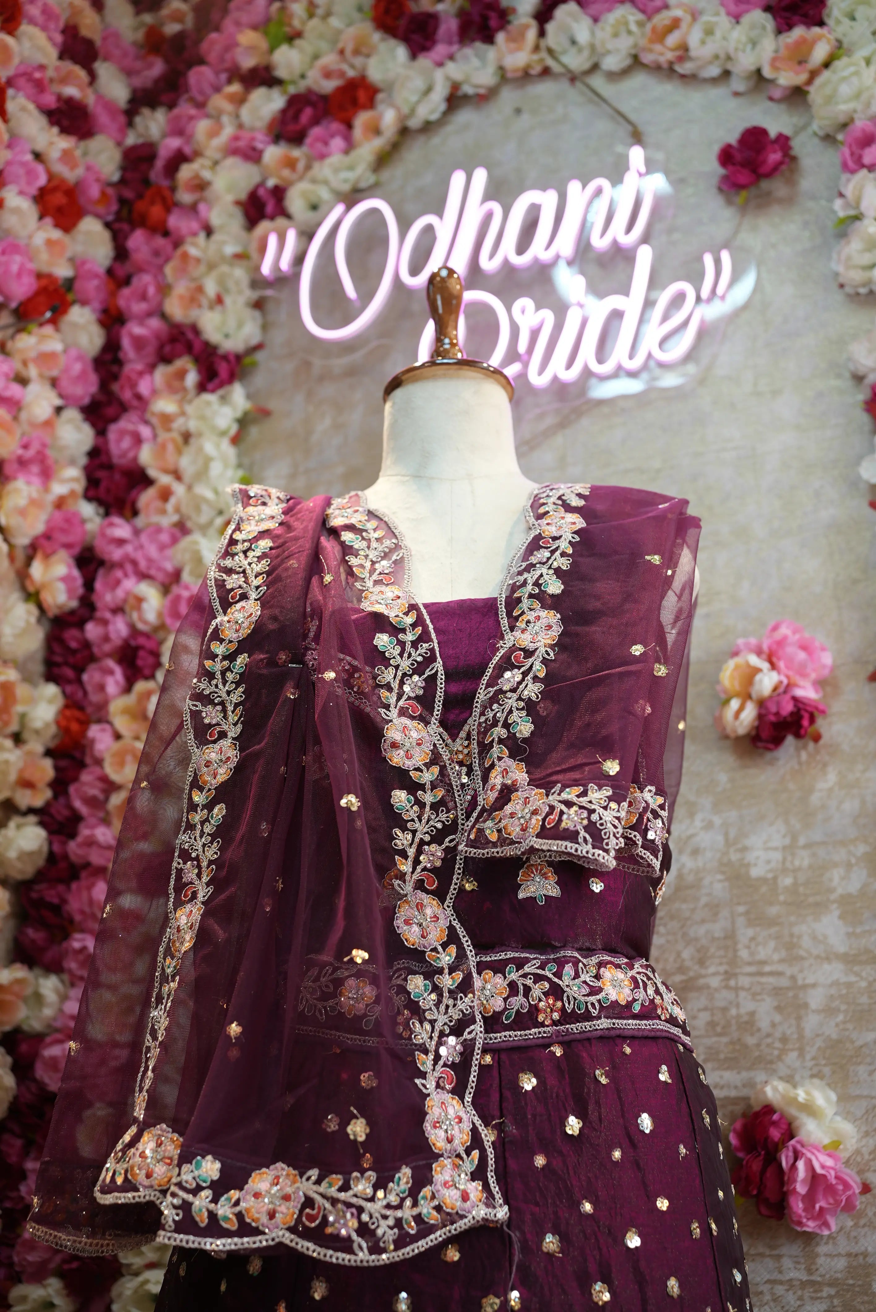 Fand Fabric Embroidery Sequence Lehenga with Net Dupatta (UNSTITCHED)
