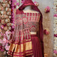 TREDITIONAL MODAL GAJJI SILK FABRIC LEHENGA WITH AJARAK PRINT & DUPPATA (WITH BLOUSE)   ##LC056