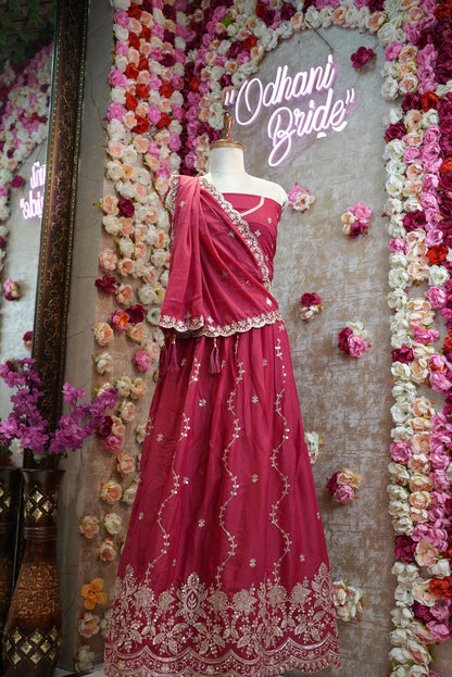 Viskos tissue fabric  embroidery sequence lehenga with heavy blouse & dupatta ##LC019
