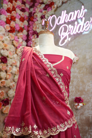 Viskos tissue fabric  embroidery sequence lehenga with heavy blouse & dupatta ##LC019