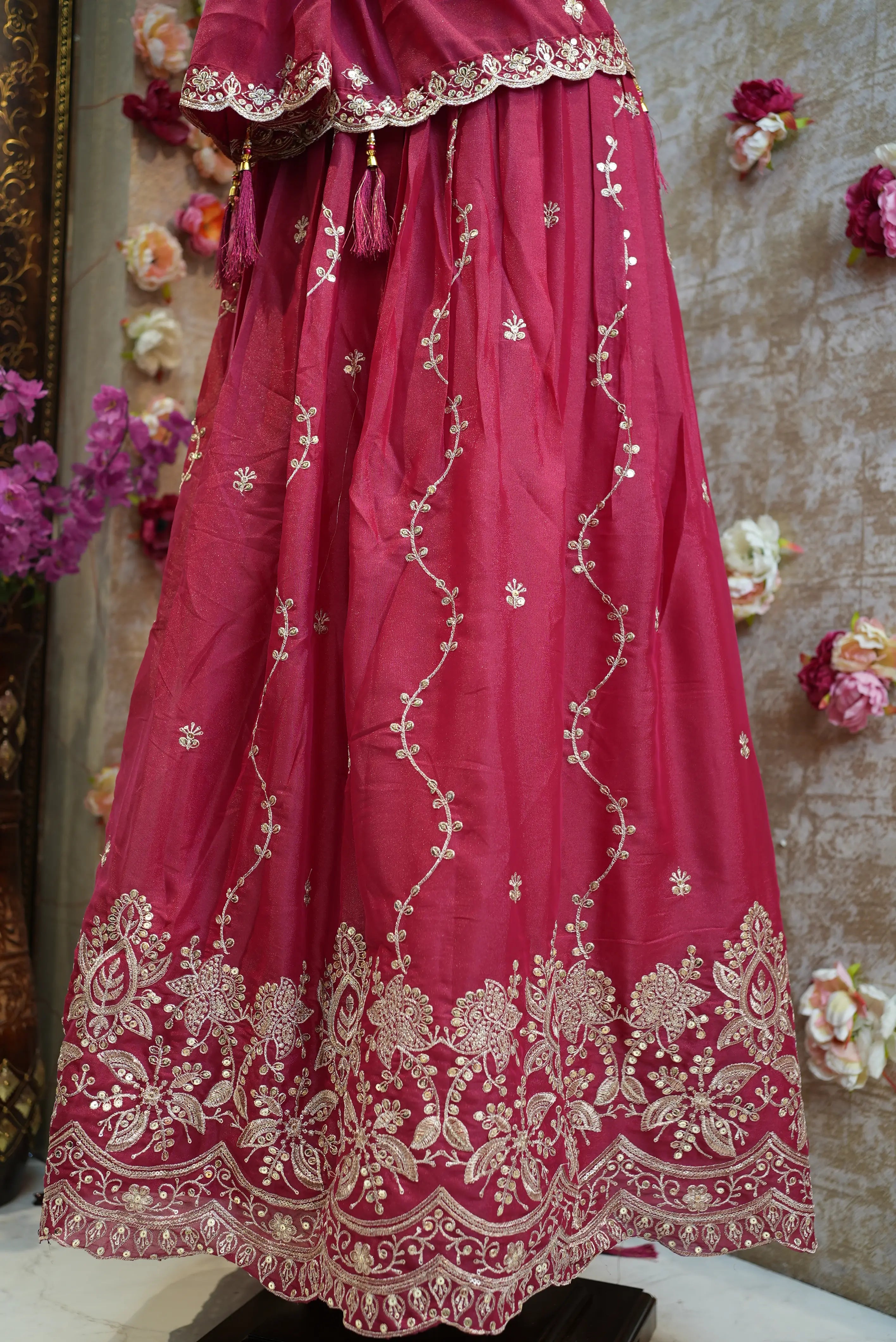 Viscose Tissue Lehenga with Embroidery & Sequence (UNSTITCHED)