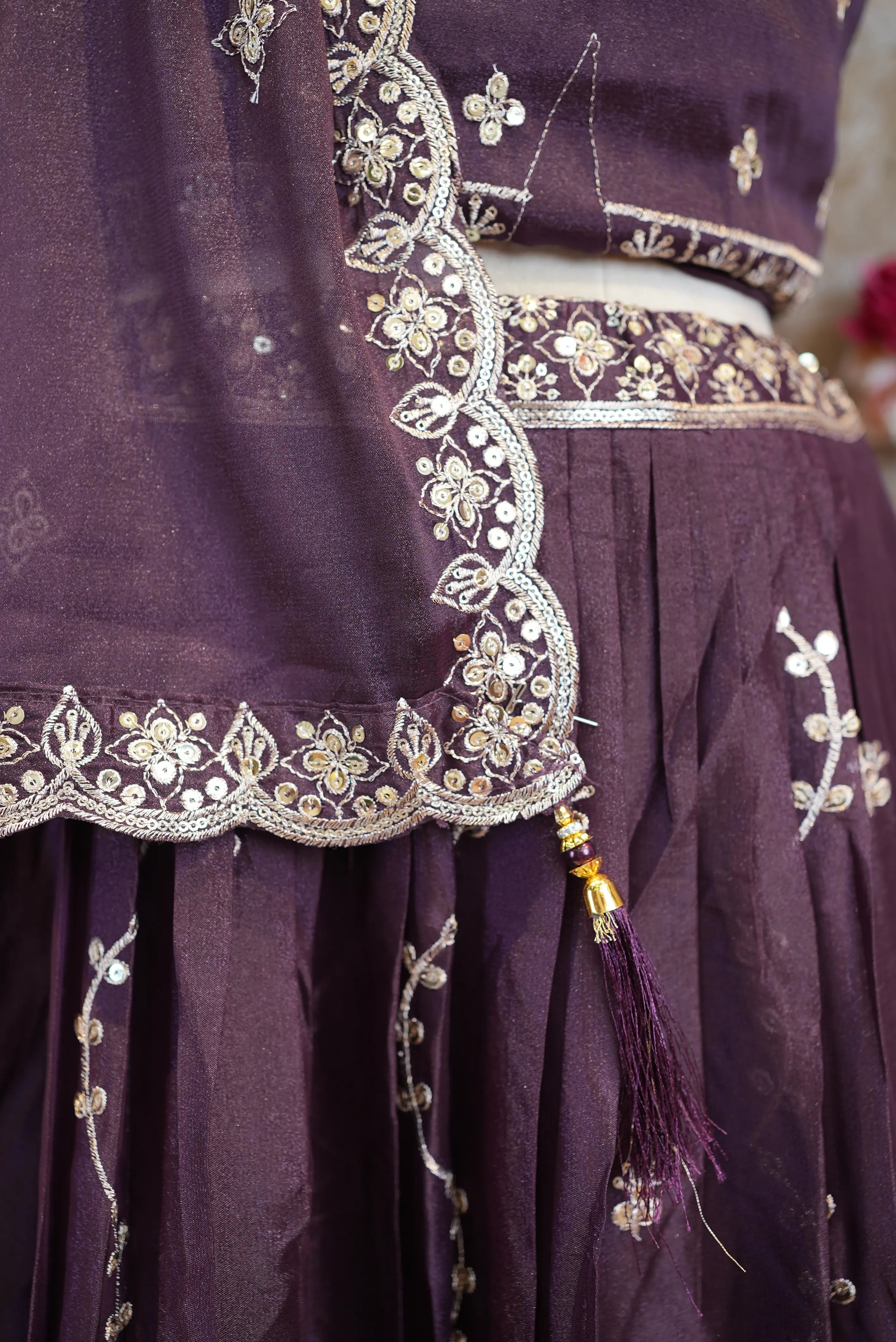 Viscose Tissue Lehenga with Embroidery & Sequence (UNSTITCHED)