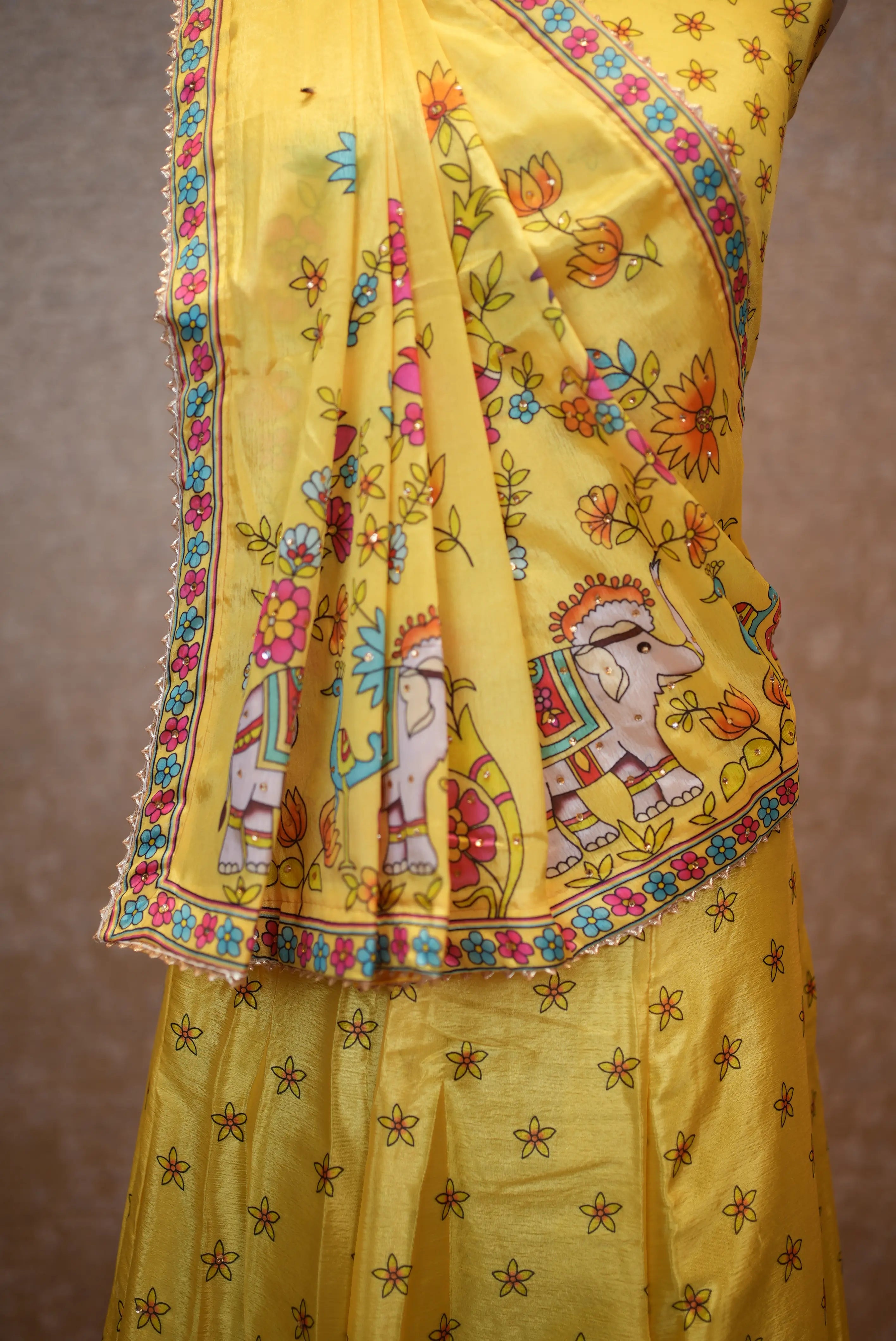 Elegant Yellow Printed Lehenga Set with Dupatta – Festive & Traditional Wear