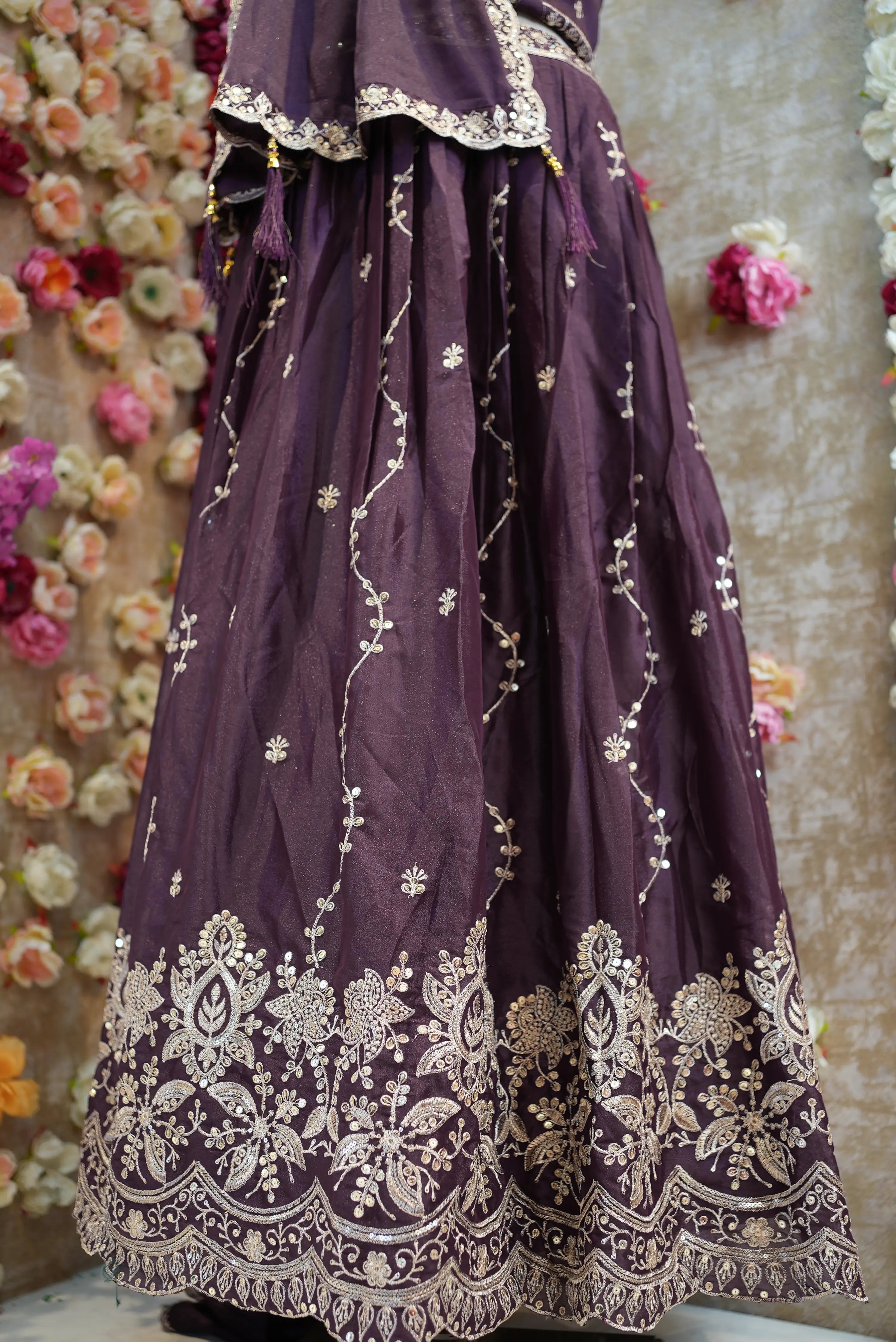 Viscose Tissue Lehenga with Embroidery & Sequence (UNSTITCHED)