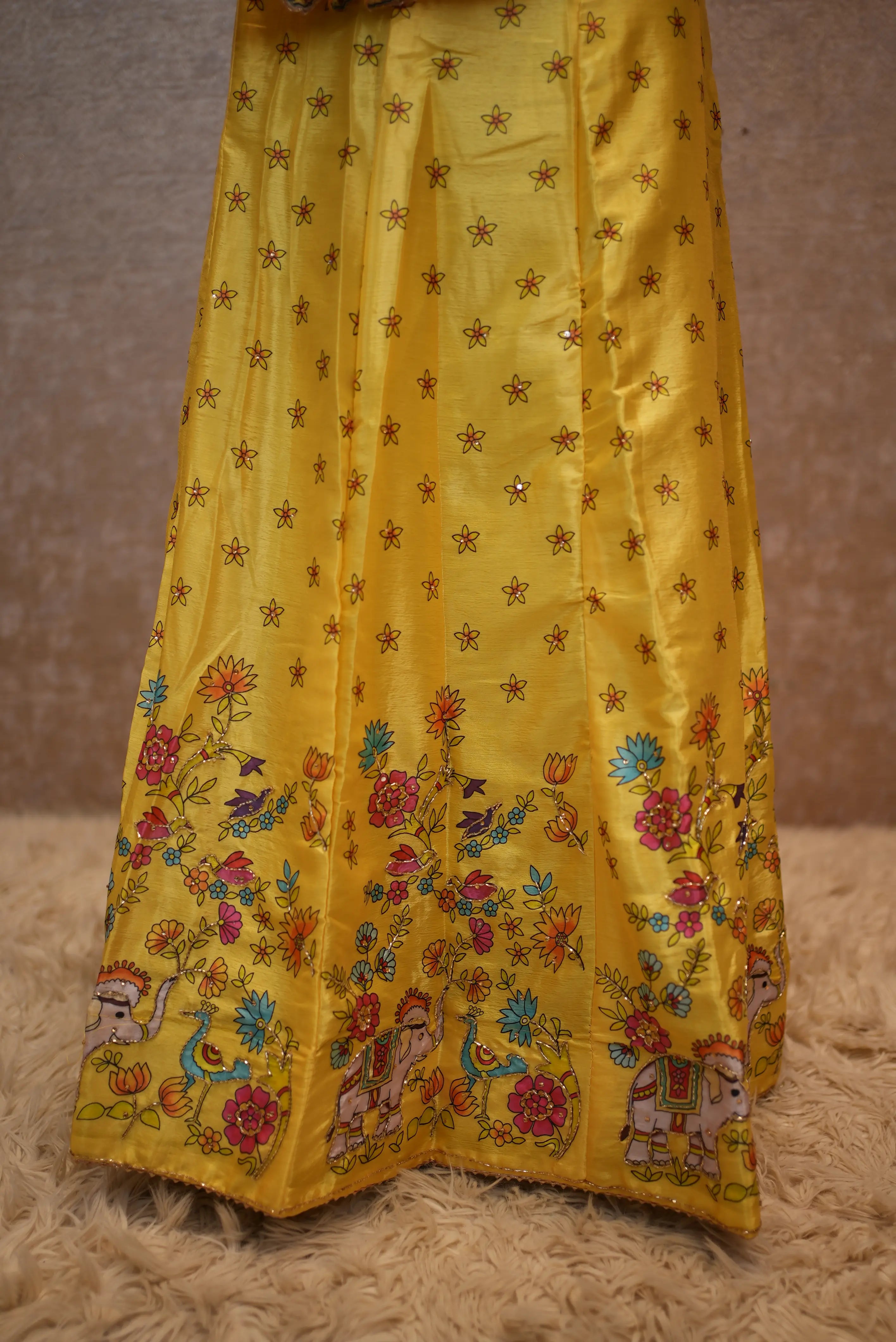 Elegant Yellow Printed Lehenga Set with Dupatta – Festive & Traditional Wear