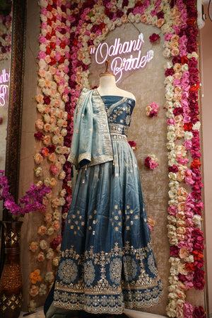Mirror sequence  embroidery work lehenga with zero to  hundred colour tone ##LC016