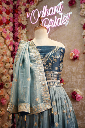 Mirror sequence  embroidery work lehenga with zero to  hundred colour tone ##LC016