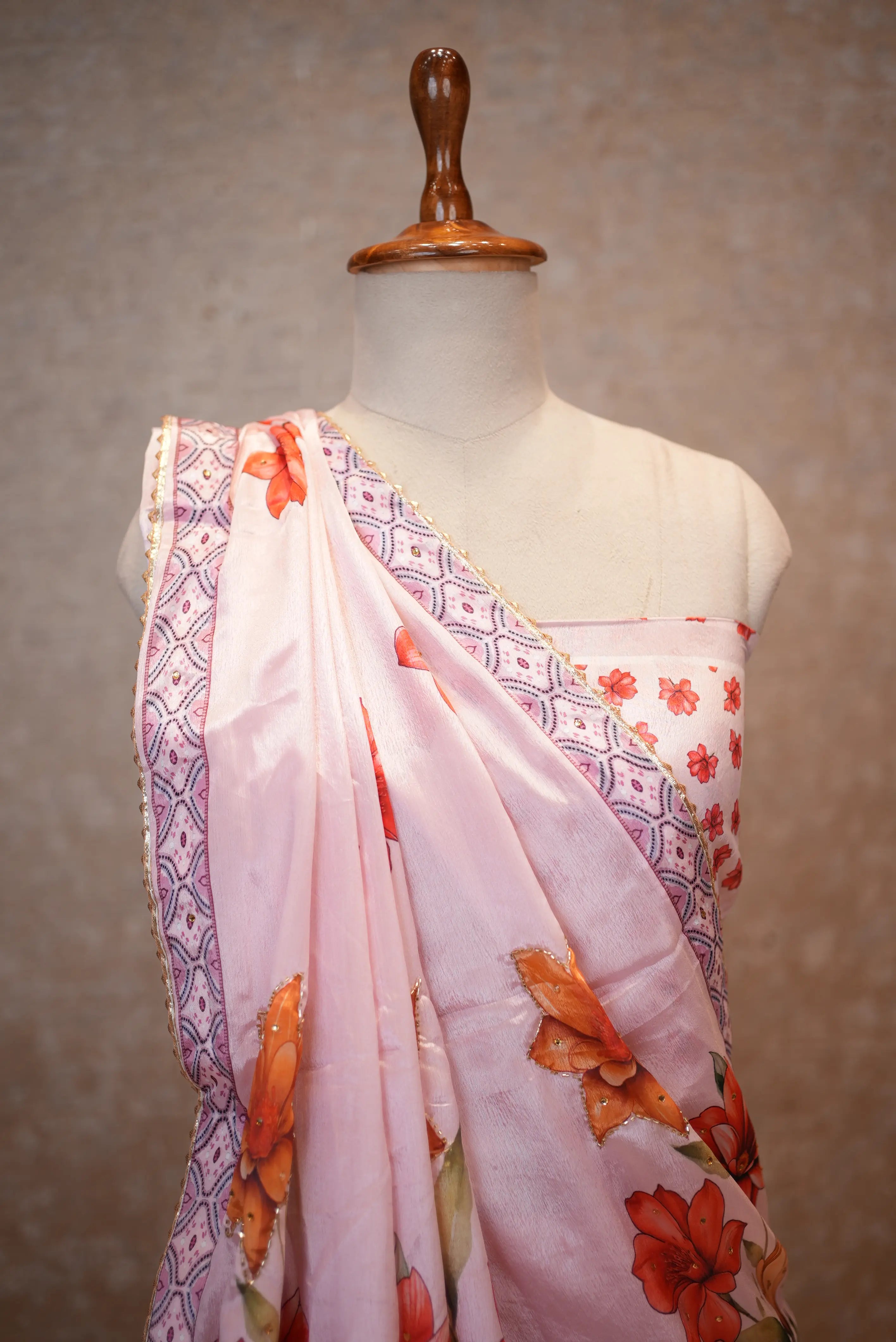 Soft Pink Floral Printed Lehenga Set with Dupatta – Elegant & Festive Wear