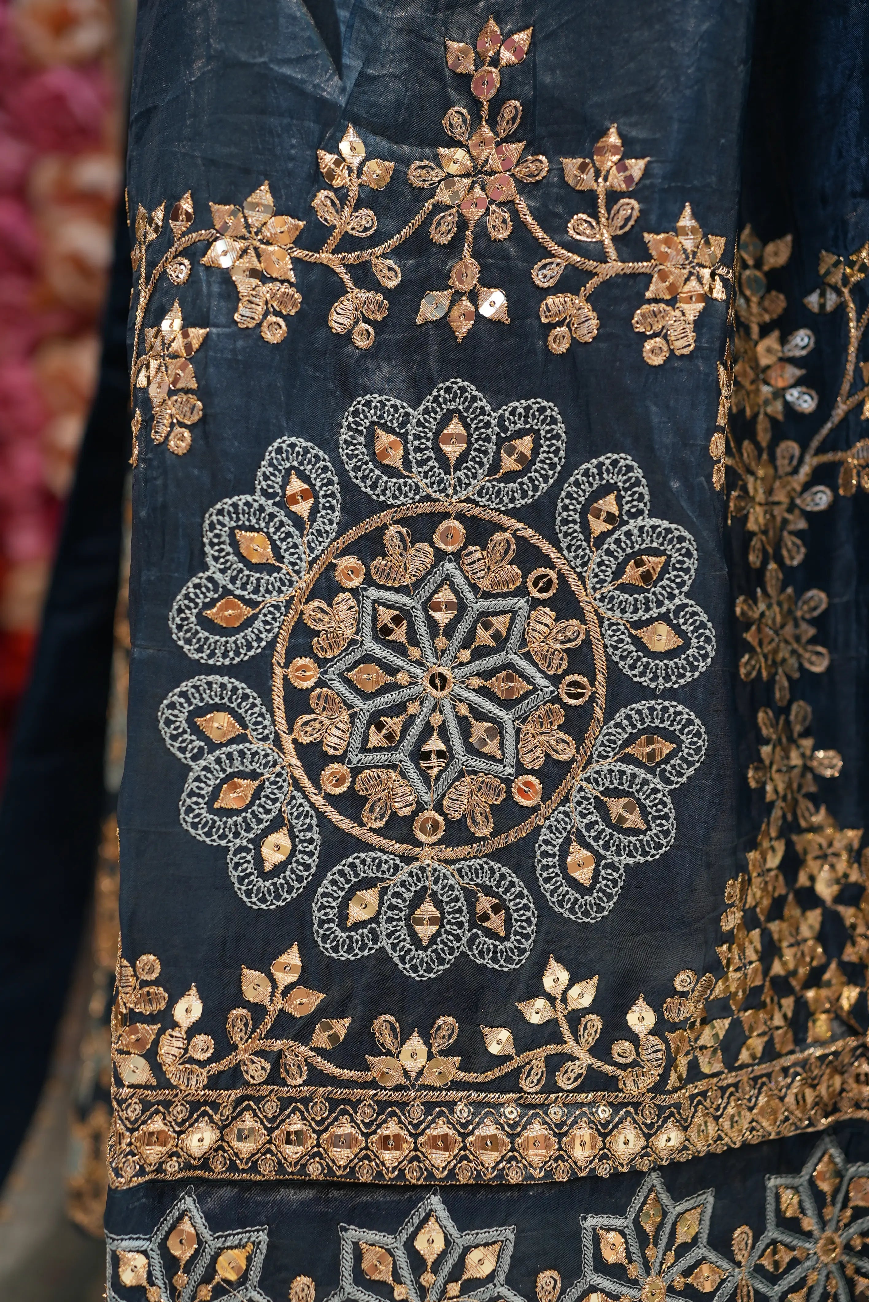 Mirror & Sequence Embroidery Lehenga with Ombré Tone (UNSTITCHED)