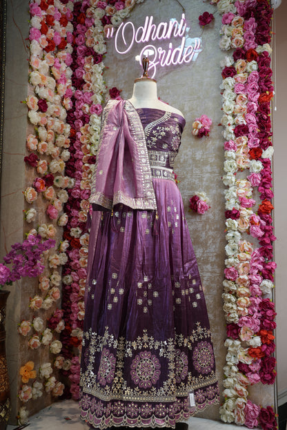 Mirror sequence  embroidery work lehenga with zero to  hundred colour tone ##LC016