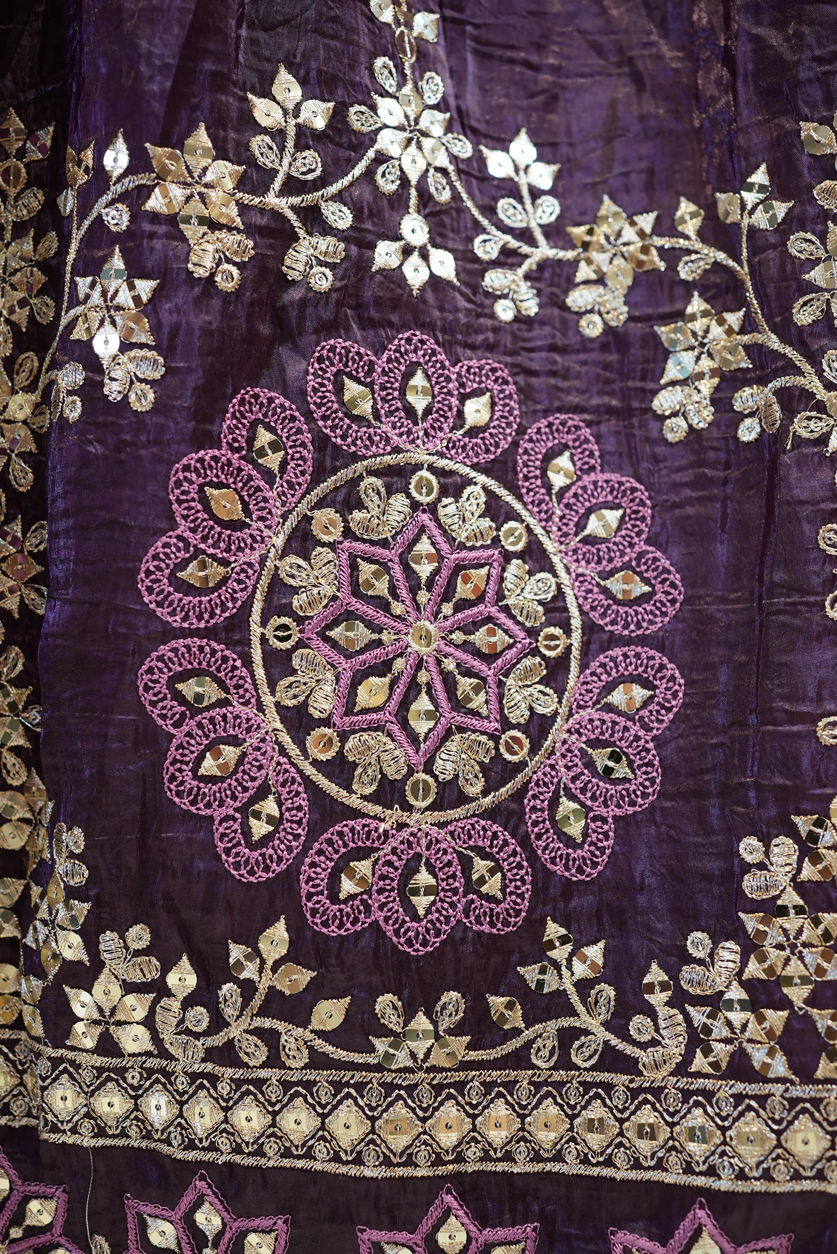 Mirror & Sequence Embroidery Lehenga with Ombré Tone (UNSTITCHED)
