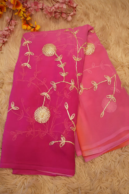 MULTI COLOUR RAJPUTI SAREE WITH CHARKHI GOTAPATTI WORK ON ROYAL GEORGETTE FABRIC   ##SR462