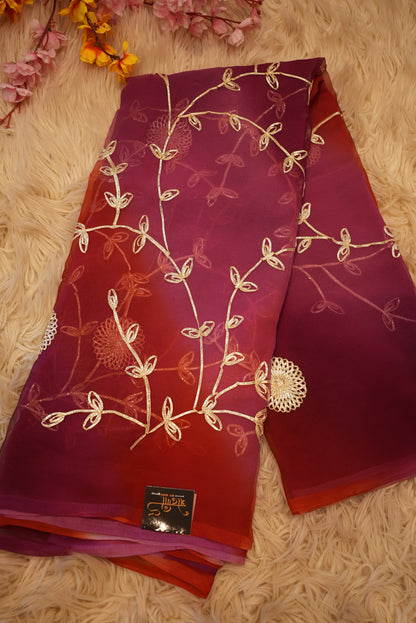 MULTI COLOUR RAJPUTI SAREE WITH CHARKHI GOTAPATTI WORK ON ROYAL GEORGETTE FABRIC   ##SR462