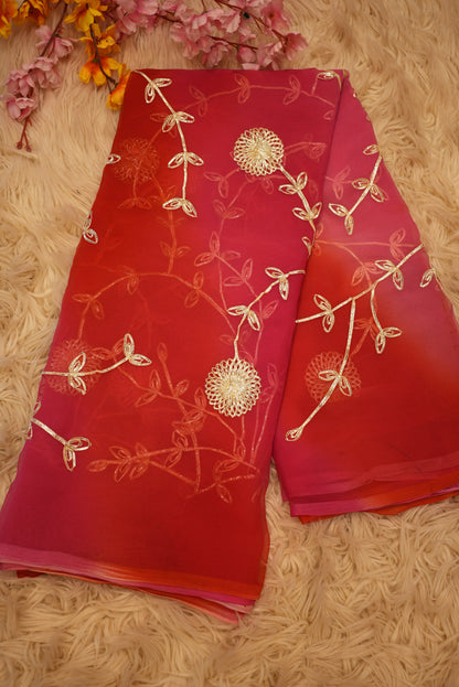 MULTI COLOUR RAJPUTI SAREE WITH CHARKHI GOTAPATTI WORK ON ROYAL GEORGETTE FABRIC   ##SR462