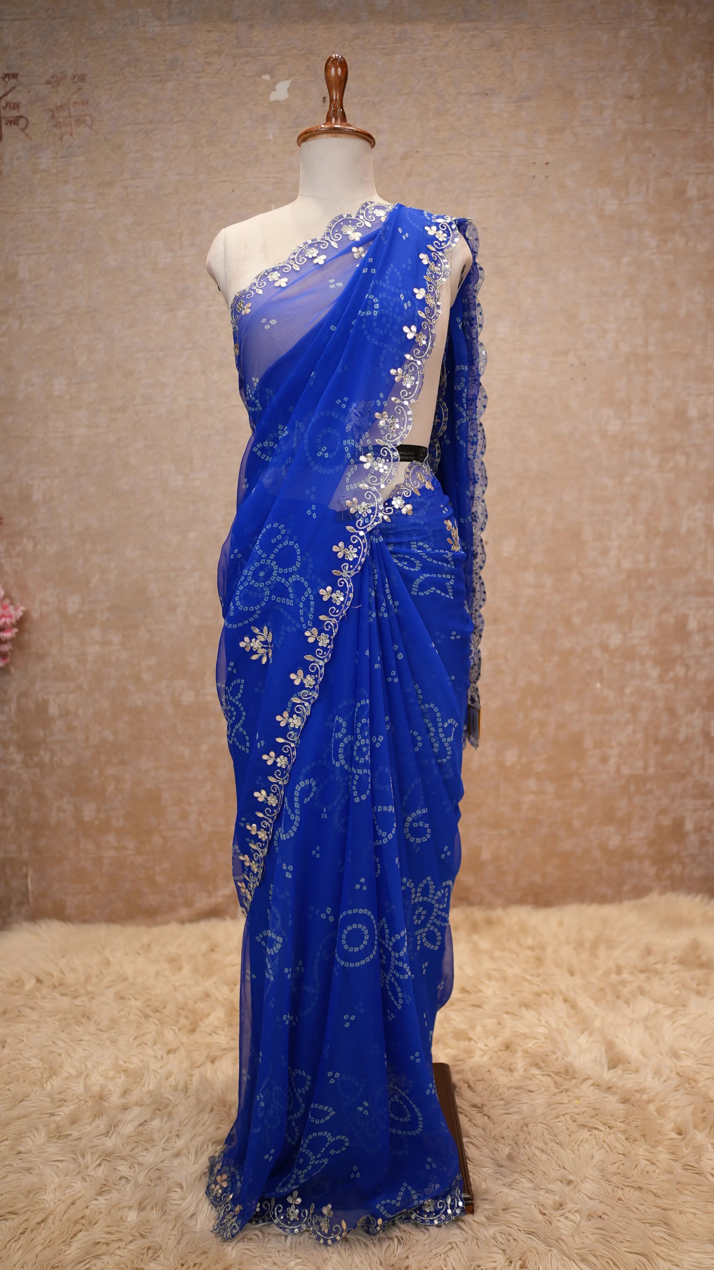 Rajasthani Traditional Bandhani Saree with Gota Patti Work