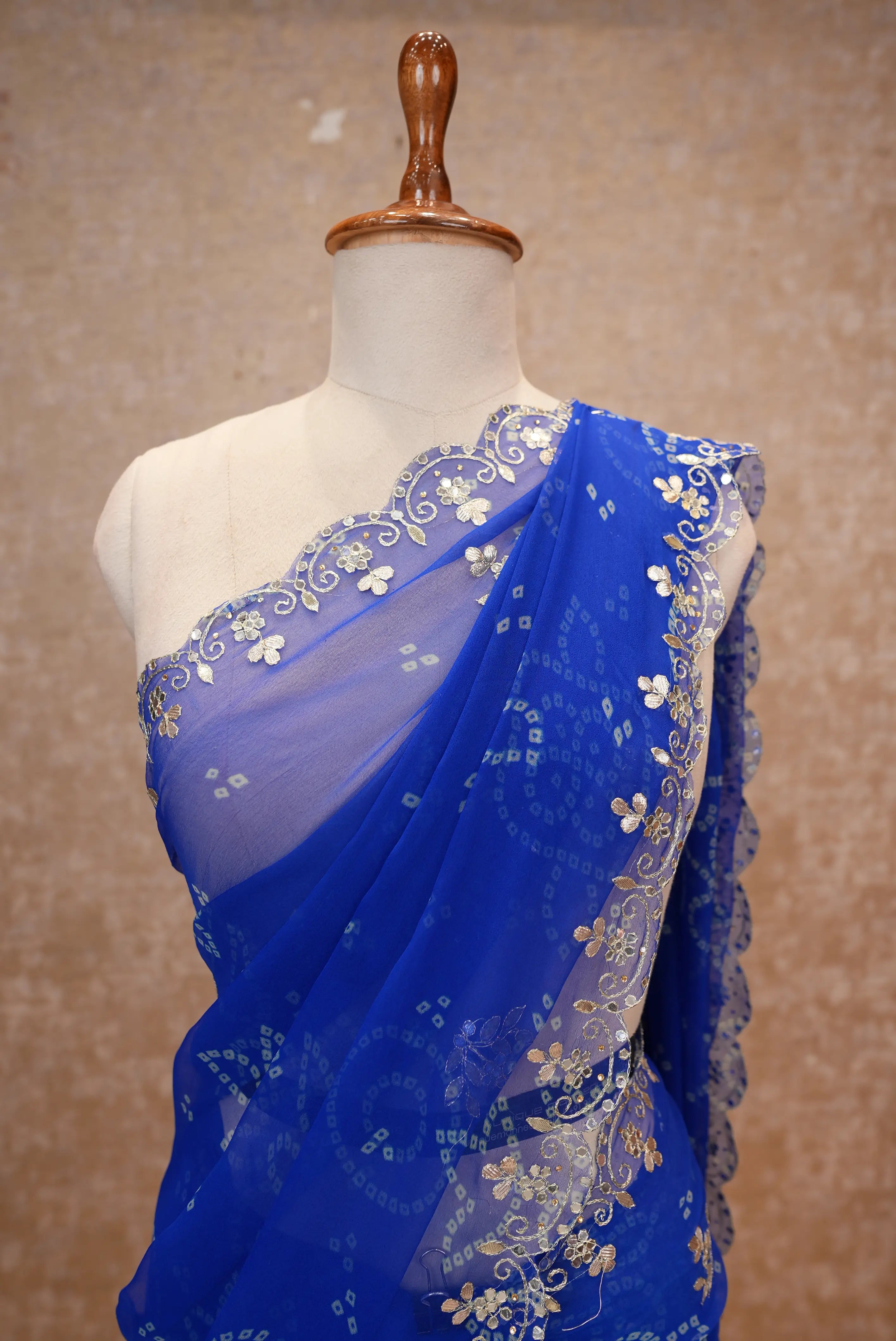 Rajasthani Traditional Bandhani Saree with Gota Patti Work