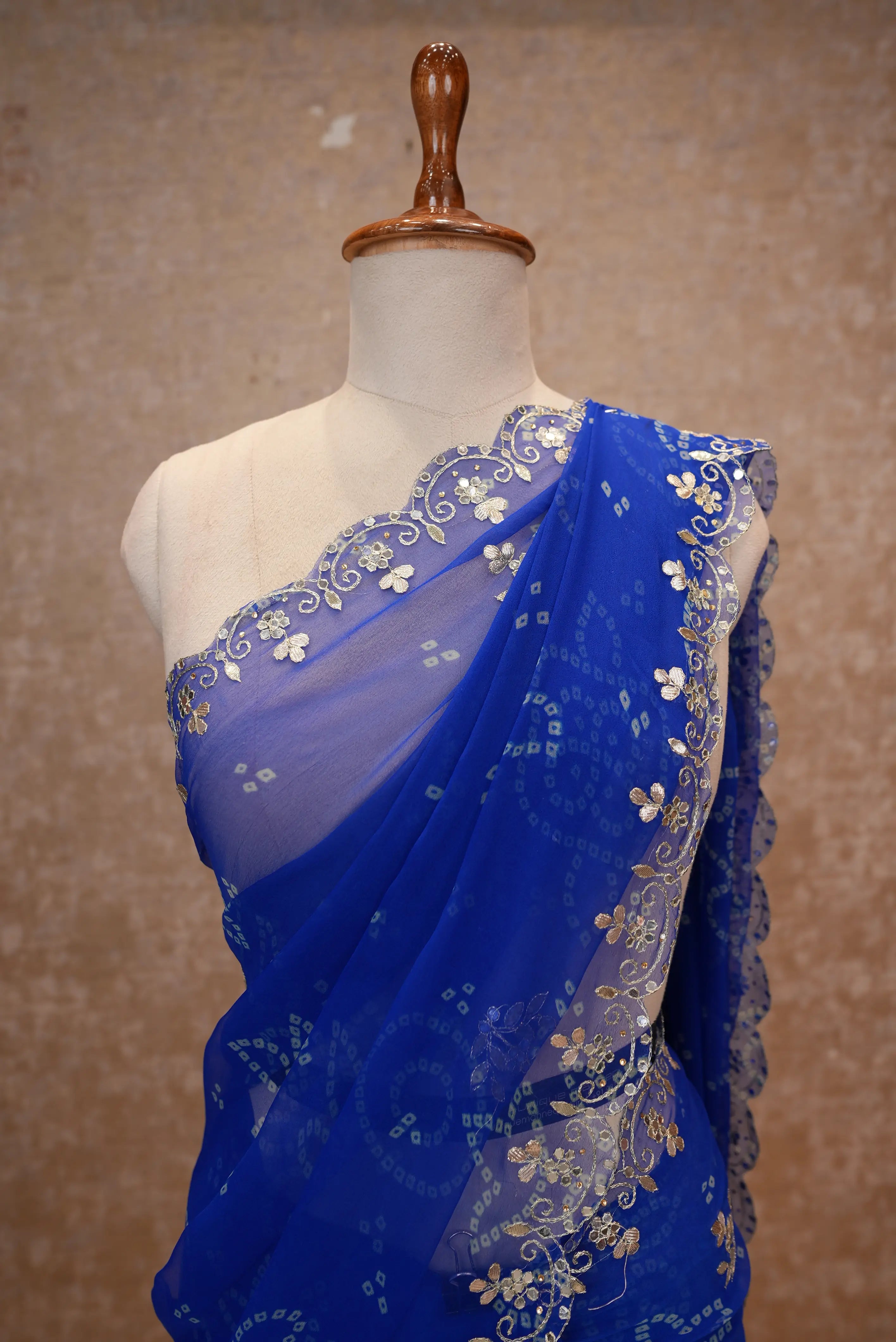 Rajasthani Traditional Bandhani Saree with Gota Patti Work