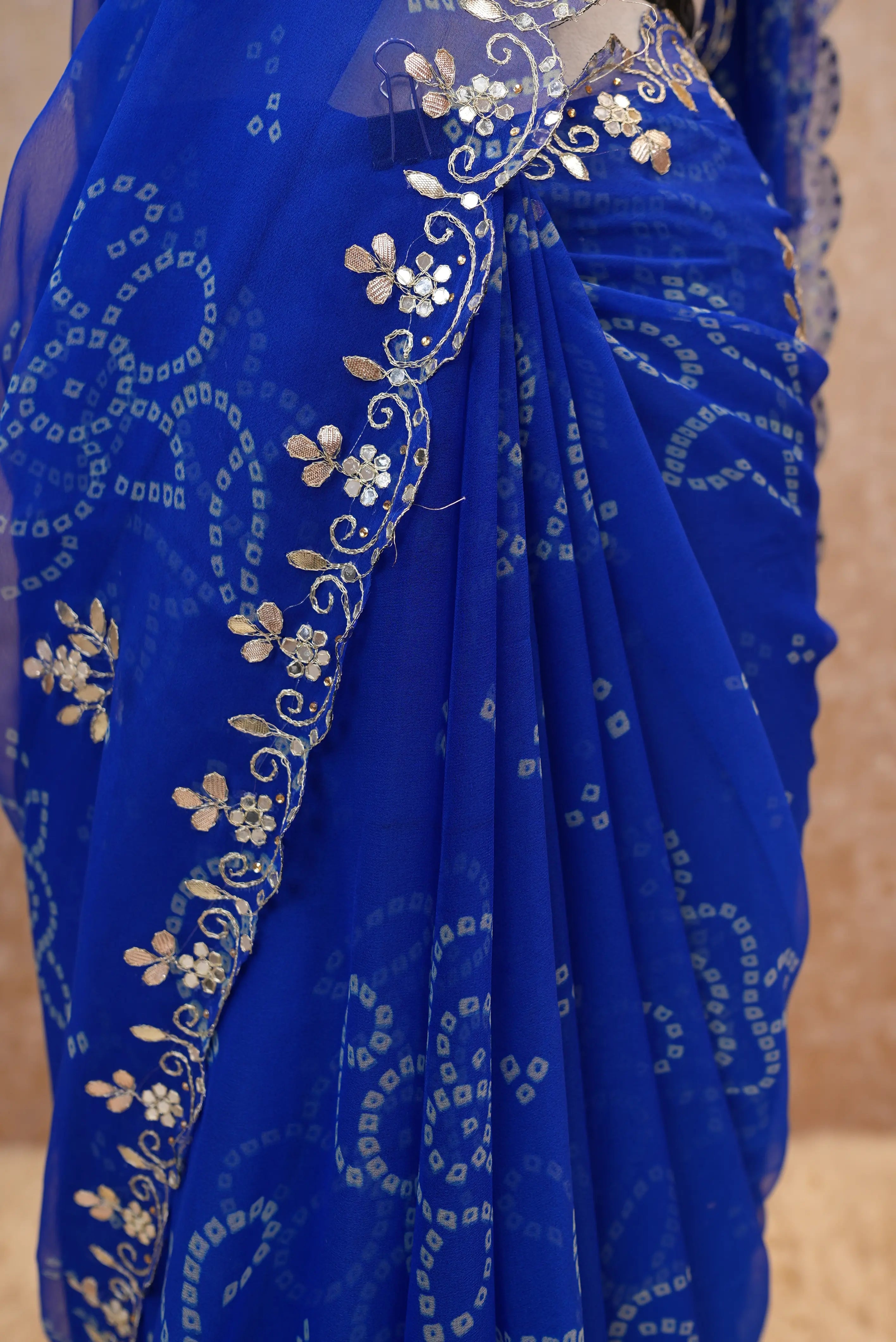 Rajasthani Traditional Bandhani Saree with Gota Patti Work