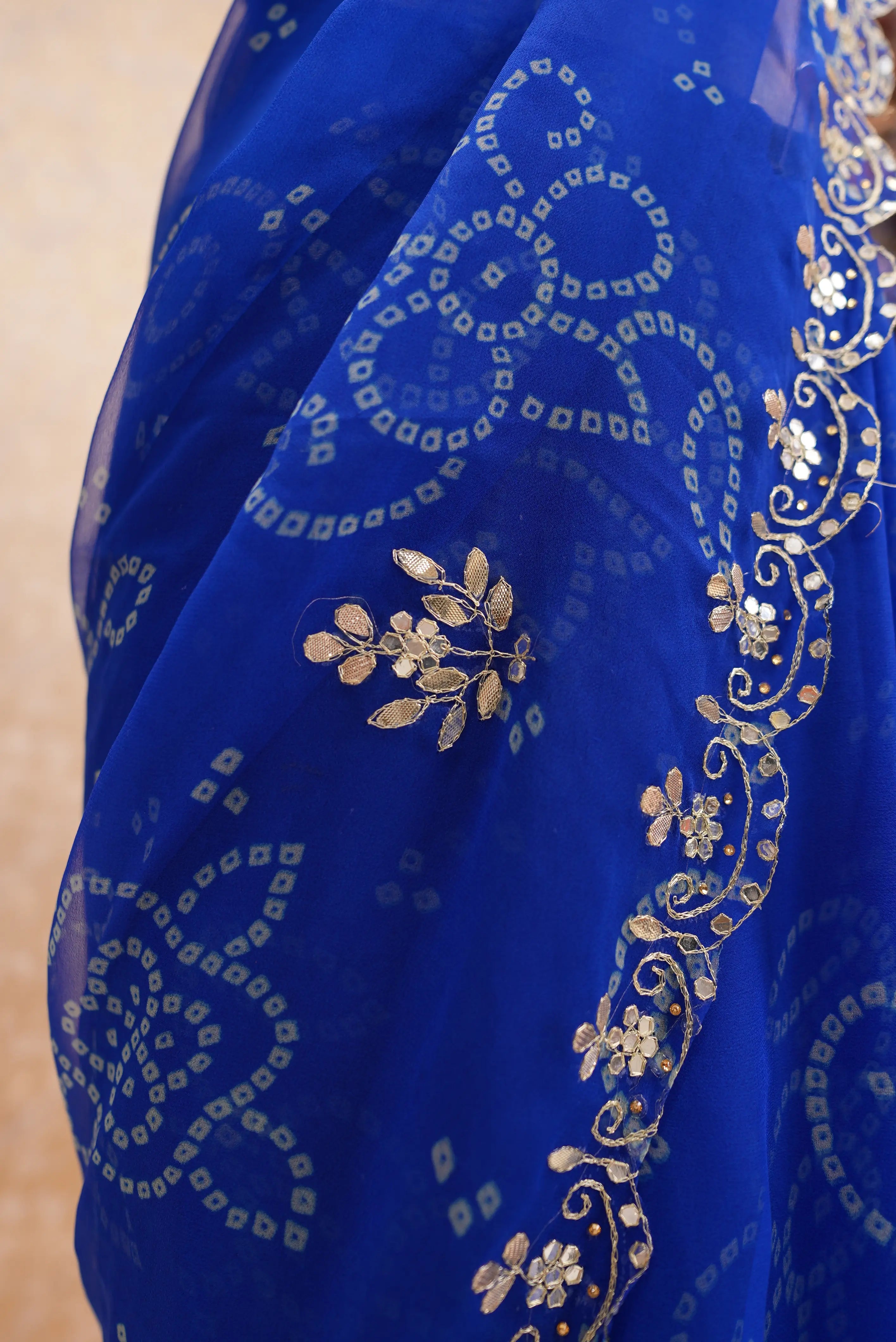Rajasthani Traditional Bandhani Saree with Gota Patti Work