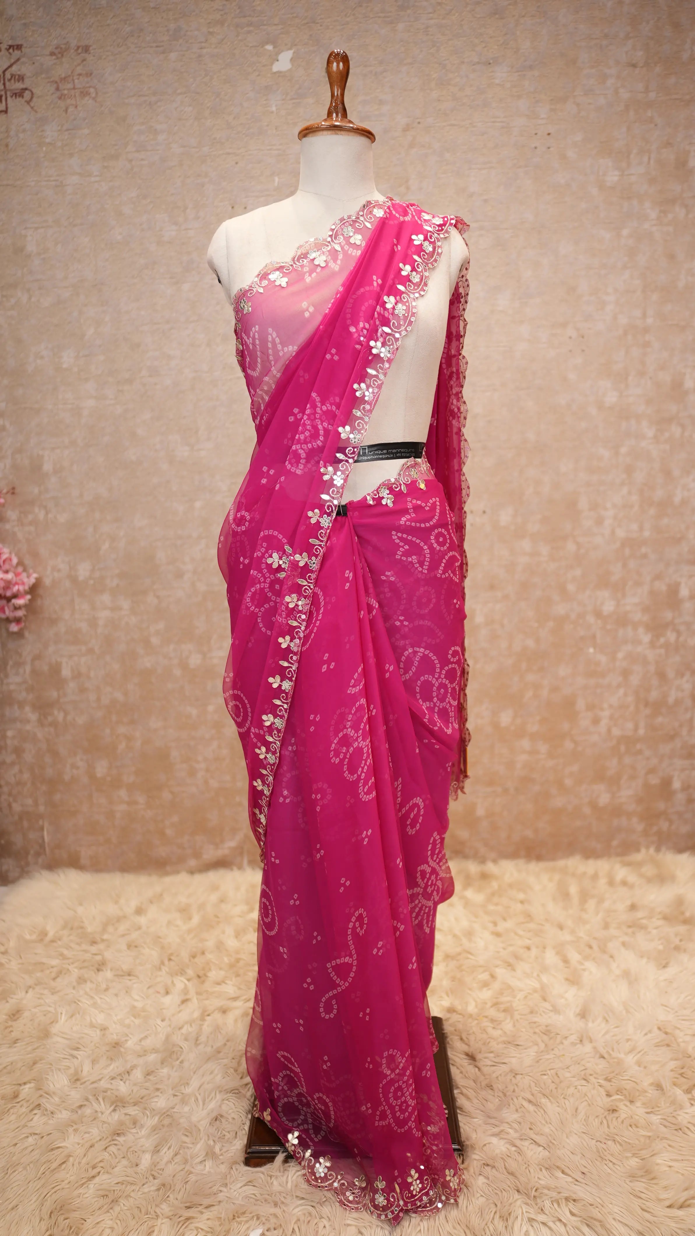 Rajasthani Traditional Bandhani Saree with Gota Patti Work