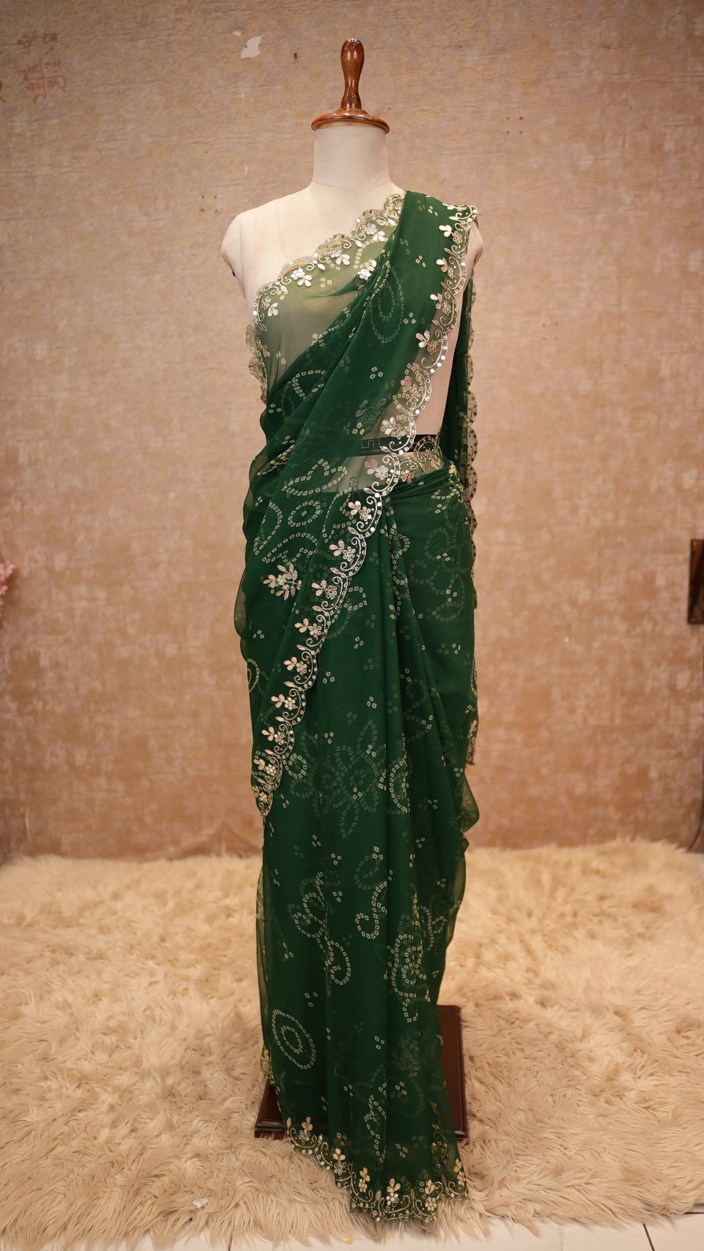 Rajasthani Traditional Bandhani Saree with Gota Patti Work